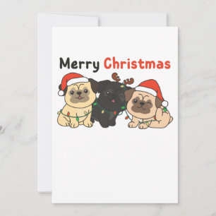 Mops Weihnachtstiere Niedlich Hunde Frohe Weihnach Feiertagskarte
