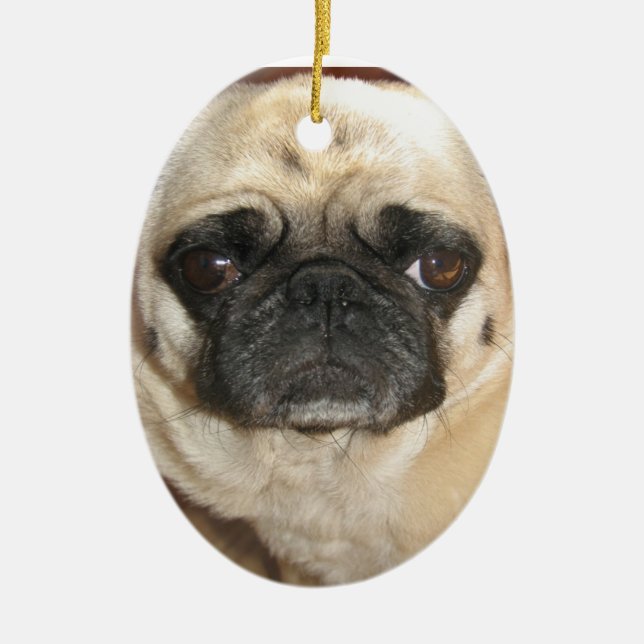 Mops-Weihnachtsverzierung Keramik Ornament (Vorne)