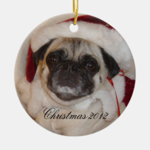 Mops-Weihnachtsverzierung Keramikornament