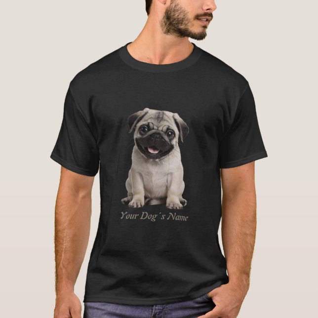 Mops Welpe Color Silhouette T-Shirt (Vorderseite)