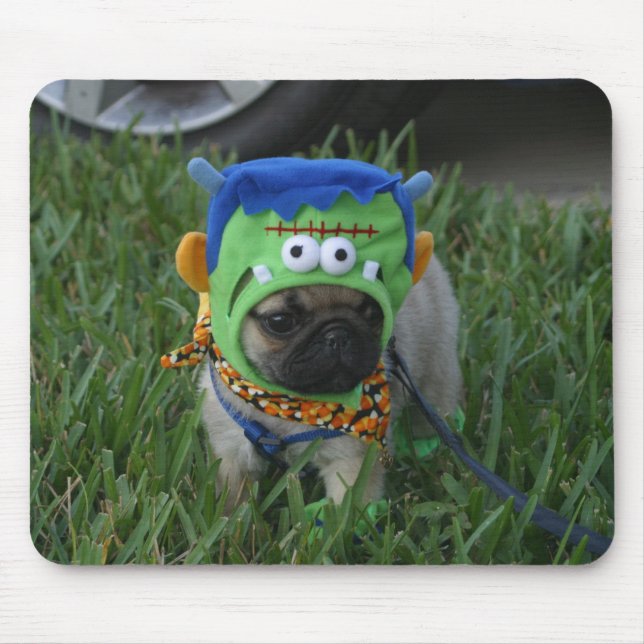 Mops-Welpe Frankenpug Mousepad (Vorne)