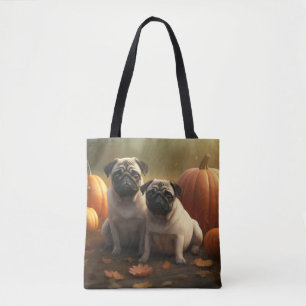 Mops Welpe Herbstfreude Kürbis