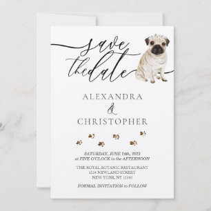 Mops-Welpe Hochzeit Kalligrafieschrift Save The Date