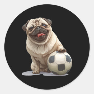Mops Welpe Hund Fußball Byll Sportteam Tier Männer Runder Aufkleber