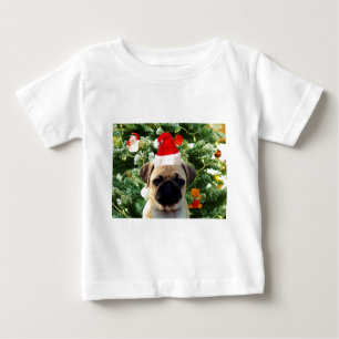 Mops Welpe Hund Weihnachtsbaum Ornamente Schneeman Baby T-shirt