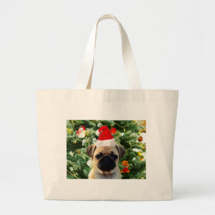 Mops Welpe Hund Weihnachtsbaum Ornamente Schneeman Jumbo Stoffbeutel