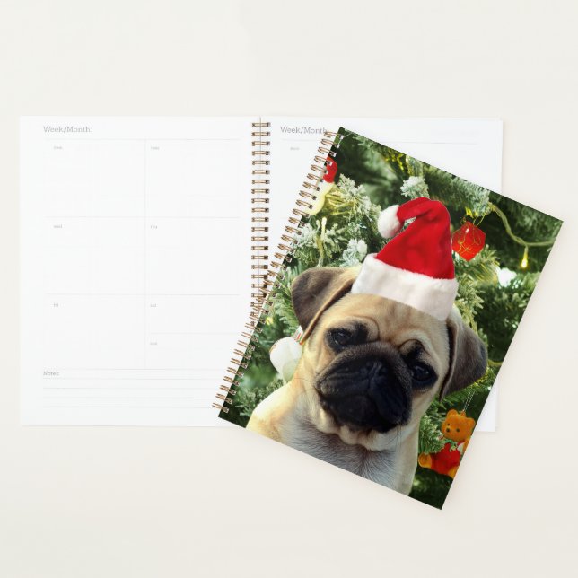 Mops Welpe Hund Weihnachtsbaum Ornamente Schneeman Planer (Anzeige)