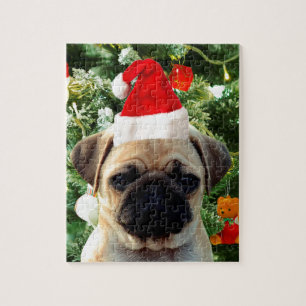 Mops Welpe Hund Weihnachtsbaum Ornamente Schneeman Puzzle