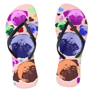 Mops-Welpe im PopArt Retro-Stil Flip Flops