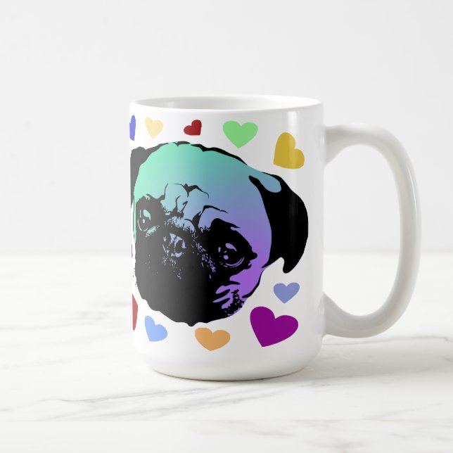 Mops-Welpe im PopArt-Retro-Stil Kaffeetasse (Rechts)