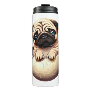 Mops Welpe in Egg - Niedliches Hundedesign Thermosbecher