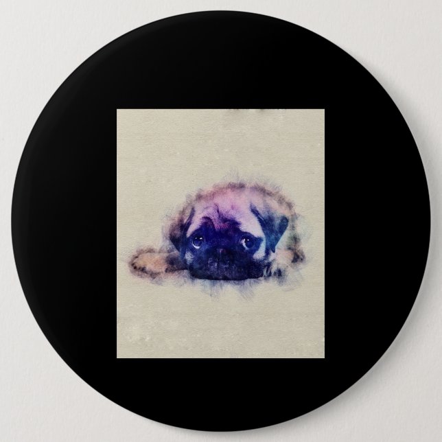 Mops Welpe Sketch Mops Hunde Liebhaber Geschenk Button (Vorderseite)