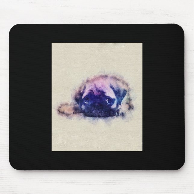 Mops Welpe Sketch Mops Hunde Liebhaber Geschenk Mousepad (Vorne)