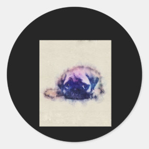 Mops Welpe Sketch Mops Hunde Liebhaber Geschenk Runder Aufkleber