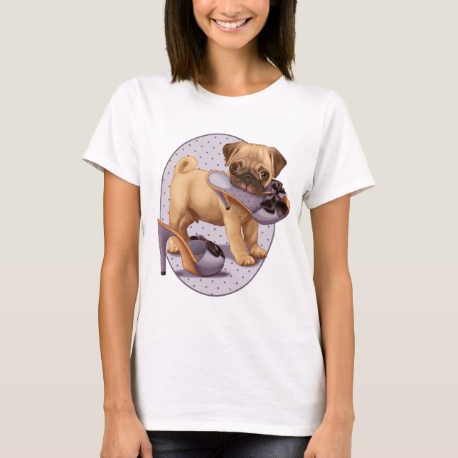 Mops-Welpe und Schuh T-Shirt (Vorderseite)
