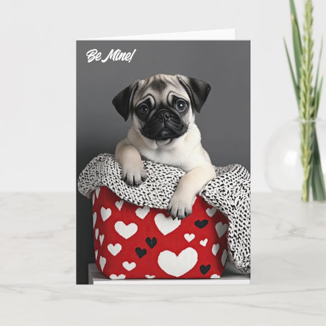 Mops Welpe Valentine Card Dankeskarte (Vorderseite)