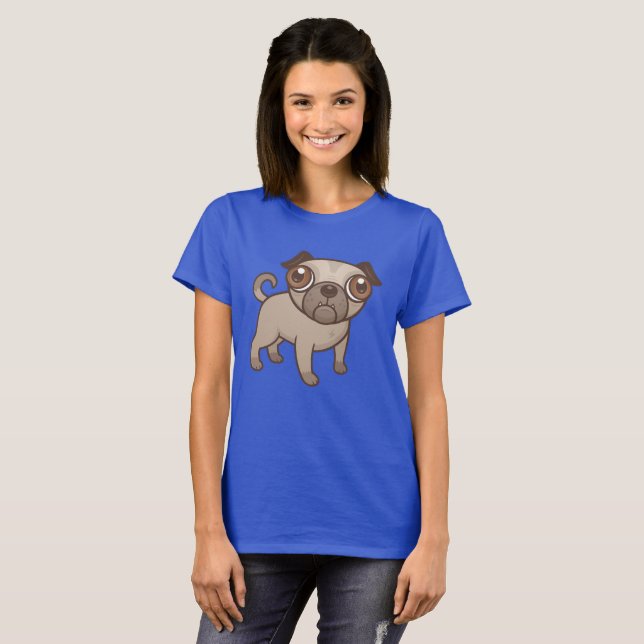 Mops-Welpen-Cartoon T-Shirt (Vorne ganz)