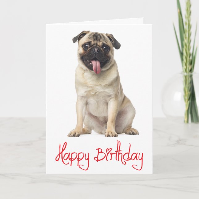 Mops Welpen Happy Birthday Card - Verse drinnen Karte (Vorderseite)