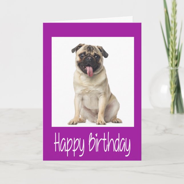 Mops Welpen Happy Birthday Card - Verse drinnen Karte (Vorderseite)