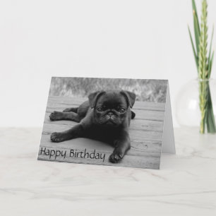 Mops Welpen Hund Happy Birthday Card - Verse drinn Karte