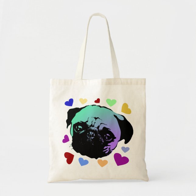 Mops Welpen Hund Liebe Herz Tragetasche (Vorne)