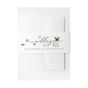 Mops Welpen Hundebesitzer Hochzeitskalligraphie Einladungsbanderole