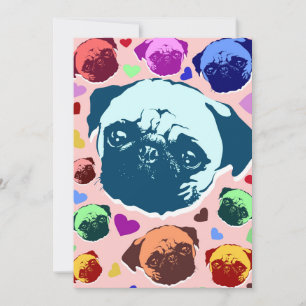 Mops-Welpen-HundeLiebe-Herzen Einladung