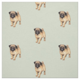 Mops-Welpen-Liebe gebürstetes Baumwollgewebe Stoff