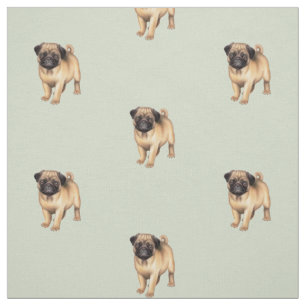 Mops-Welpen-Liebe gebürstetes Baumwollgewebe Stoff