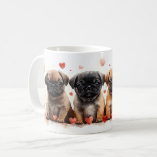 Mops Welpen mit Herz - Valentinstag Kaffeetasse