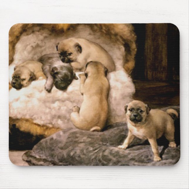 Mops-Welpen Mousepad (Vorne)