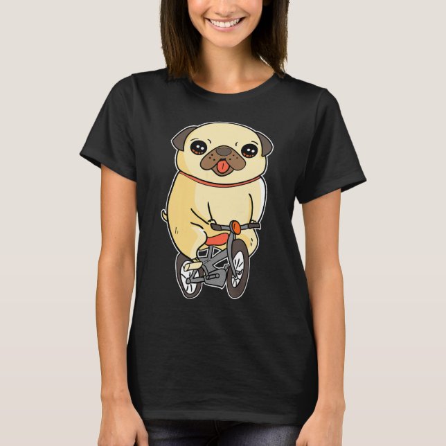 Mops Welpenfahrrad Rad Adorable Hunde Rad fahren T-Shirt (Vorderseite)