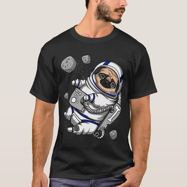 Mops Weltraumastronaut T-Shirt (Vorderseite)