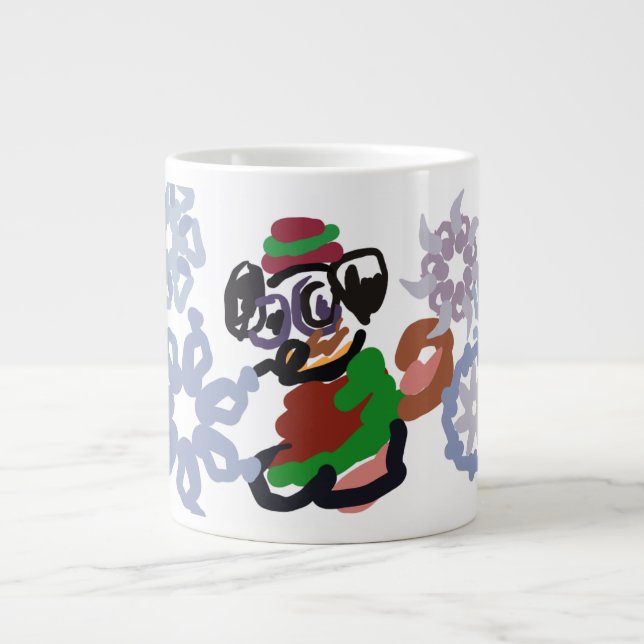 Mops-Winter Jumbo-Tasse (Vorderseite)
