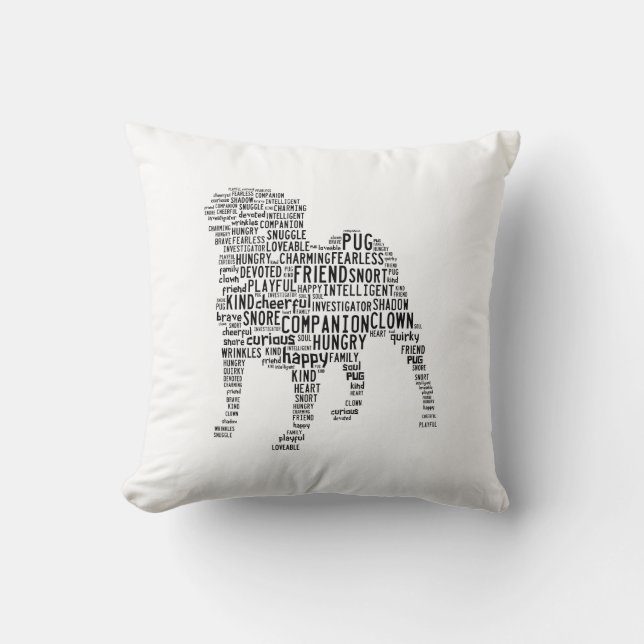 Mops-Wolken-Kissen Kissen (Vorderseite)