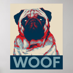 Mops Woof Retro Hope Poster