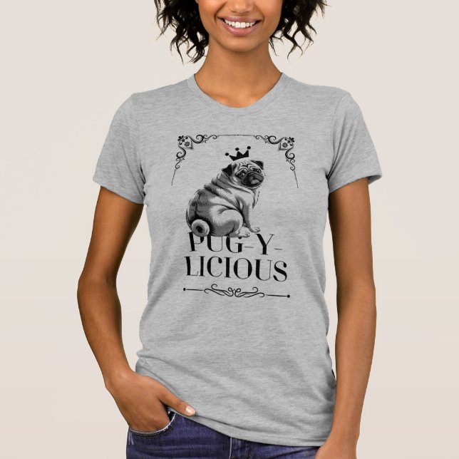 Mops-y-licious Mops Dog Mama Gray Tri-Blend Shirt (Vorderseite)