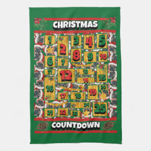 Mops-Zählung Weihnachten Adventskalender Hund Geschirrtuch