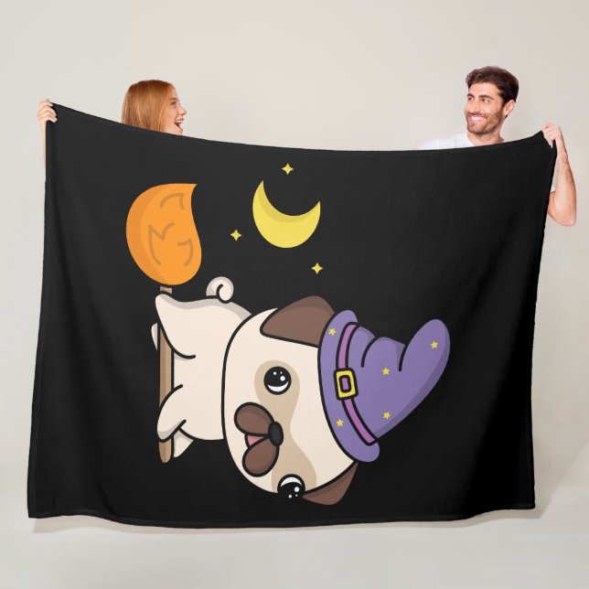 Mops-Zauberin-Flauschdecke Fleecedecke (Beispiel)