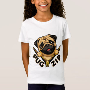 Mops Zip Süßer Welpe Reißverschluss Kunst T-Shirt