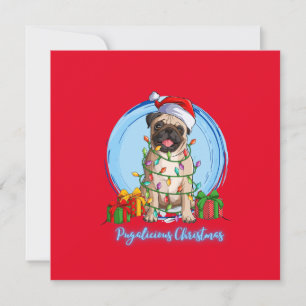 Mops zur Weihnachtskarte Feiertagskarte