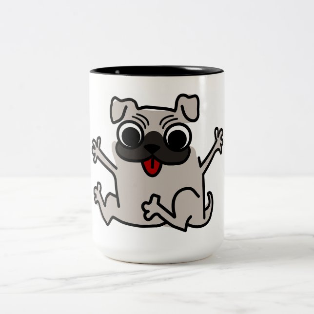 Mops Zweifarbige Tasse (Mittel)