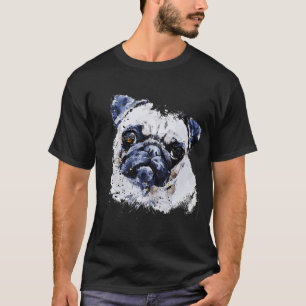Mopsaquarell-Kunst, Mopsa-Kunst, Mops-Themenartike T-Shirt