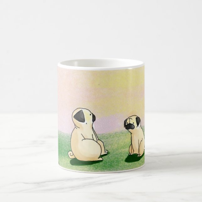 Möpse am Sonnenuntergang Kaffeetasse (Mittel)