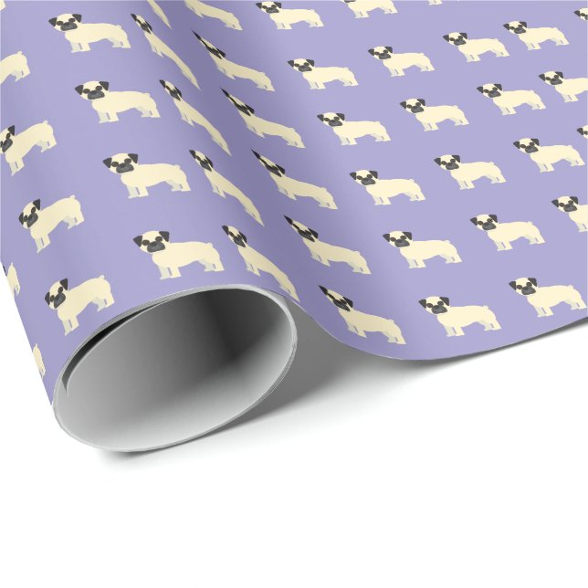 Möpse, Blasslila Geschenkpapier (Rolleneckpunkt)