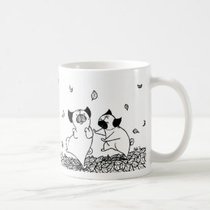 Möpse, die in Blätter tanzen Tasse