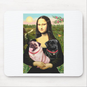 Möpse (Fawn + Blk) - Mona Lisa Mousepad