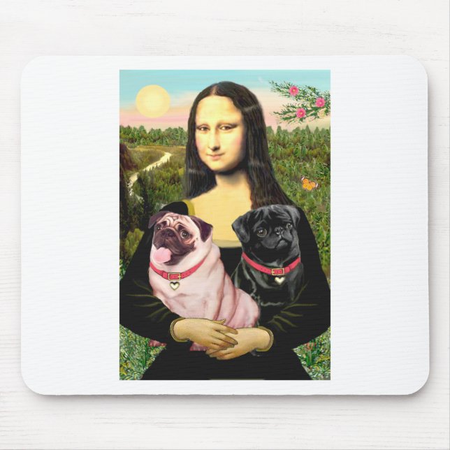 Möpse (Fawn + Blk) - Mona Lisa Mousepad (Vorne)