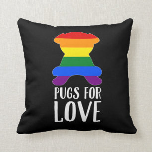 Möpse für Liebe feiert Gay Pride-Schwarzes Kissen
