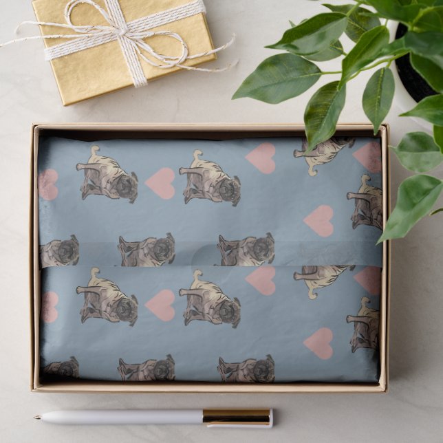 Möpse & Herzen Seidenpapier (Geschenk)